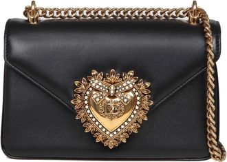 Dolce & Gabbana Zwarte leren schoudertas met heilig hart ontwerp - Dames - Schoudertassen - Zwart - ONE Size - Leer - Tassen