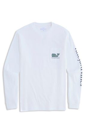 Vineyard Vines Camo Whale Fill Long Sleeve Pocket Graphic T-Shirt in White Cap at Nordstrom, Size Xx-Large