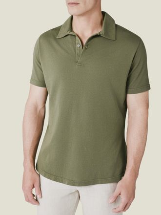 Luca Faloni Khaki Green Cotton Piqu&eacute; Classic Polo
