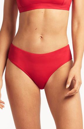 Sea Level Australia Mid Bikini Bottoms in Red at Nordstrom, Size 10 Us