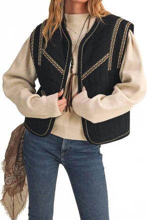 Merci Jay Quilted Vest With Trim Detail In Black