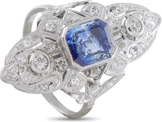 Luxury Bazaar Platinum 0.40ct Diamond and Sapphire Ring MF30-050626