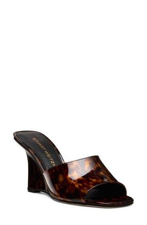 Stuart Weitzman Vinnie 85 Patent Leather Wedge Mule in Classic at Nordstrom, Size 7.5
