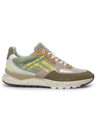 Floris Van Bommel Prachtige Van Bommel sneaker olijfgroen textiel met print