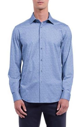 Bugatchi James OoohCotton Cocktail Print Button-Up Shirt in Steel at Nordstrom Rack, Size Xxx-Large