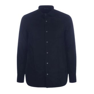 Emporio Armani Regular Fit Katoenen Overhemd - Heren - Casual Overhemden - Blauw - L - Katoen - Overhemden