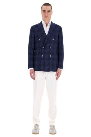 Barba Prince of Wales Double-Breasted Virgin Wool Tailored Jacket