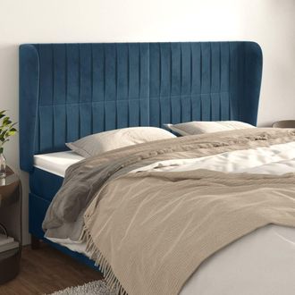 vidaXL Cabecero Con Orejas De Terciopelo Azul Oscuro 163x23x118/128 Cm Vidaxl