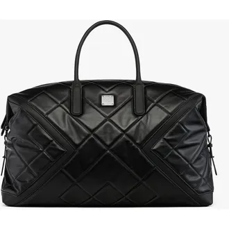 MCM X-Large Ottomar Weekender in Diamond Quilted Leather in Black at Nordstrom