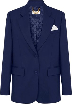 Elisabetta Franchi Dames, Jassen, Blauw, Maat: L Gabardine