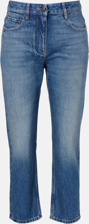 Valentino Cropped faded straight jeans