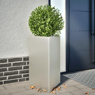 Berkfield Home Garden Planter Triangular 50x43x75 cm Stainless Steel in Silver | Size: 50 x 43 x 75 cm