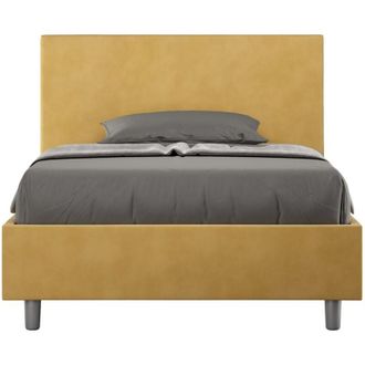 ITYhome Letto una piazza e mezza rivestito in Microfibra - adele - Tipologia Letto: Con Rete - Colore: Ocra - Dimensione Rete: 120x210