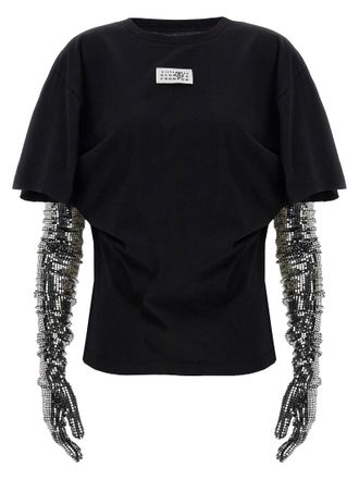 Maison Margiela Sequin Glove Detail T-Shirt - Black