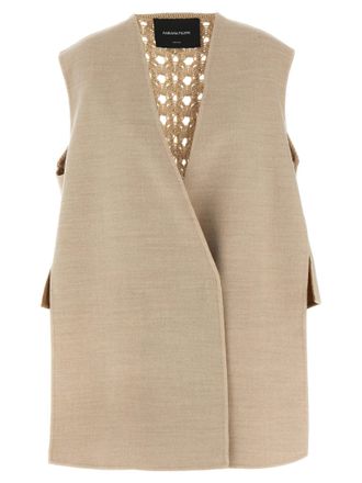Fabiana Filippi Tricot Wool Vest Gilet Beige