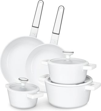 KASANOVA Batteria 8 pezzi rivestimento ceramico Autentica bianca