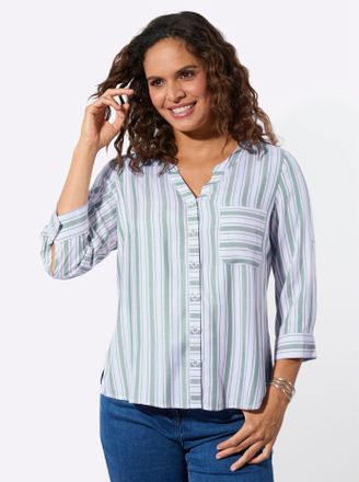 Casual Looks Funktionsbluse CASUAL LOOKS, Damen, Gr. 36, kalkmint, wei&szlig;, gestreift, 100% Viskose, gemustert, gestreift, Rundhals, Blusen Funktionsbluse