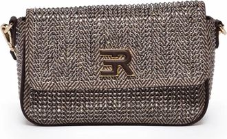 Ermanno Scervino Verly Shoulder Bag in Textured Brown with Rhinestone Accents