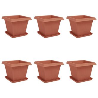 vidaXL Macetas 6 Pcs Rojo Ladrillo 38 X 38 X 30 Cm Pl&aacute;stico Vidaxl