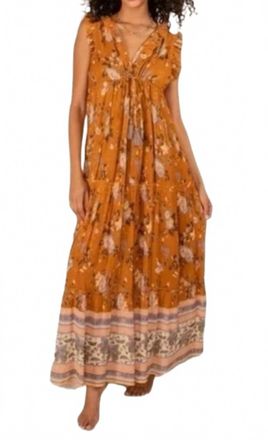 Raga Womens Sleeveless Floral Maxi Dress In Mustard
