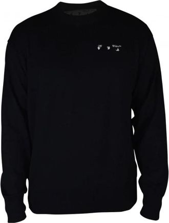 Off-white Crewneck Sweater - Heren - Ronde hals truien - Zwart - M - Katoen - Truien & Vesten