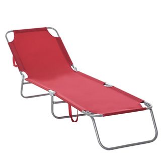 OUTSUNNY Tumbona plegable 187x55x24 cm rojo vino