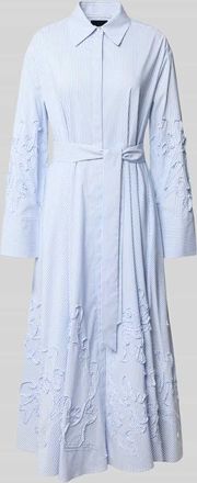Marc Cain Hemdblusenkleid mit verdeckter Knopfleiste und Bindeg&uuml;rtel in Hellblau, Gr&ouml;&szlig;e 36