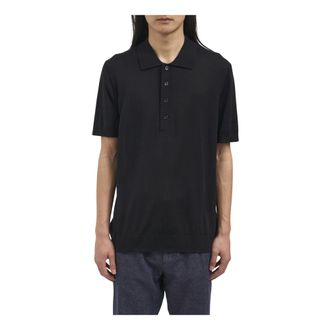 Paolo Pecora Polo Shirts, male, Black, Size: XL Polo in maglia di seta