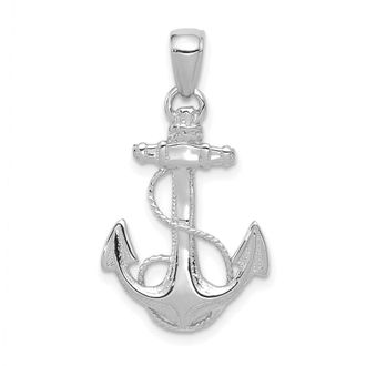 Diamond2Deal 14K White Gold Solid Polished Anchor Pendant
