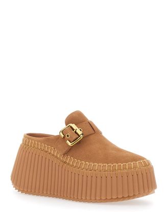 Chlo&eacute; Womens Mules Nama Brown Suede Leather