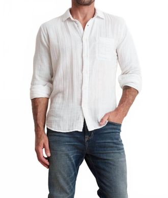 Velvet Elton Cotton Gauze Button-Up Shirt In White