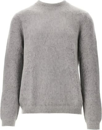 Emporio Armani Su&eacute;ter de lana con mezcla de mohair cepillado - Knitwear - Hombre - Gris - 2XL