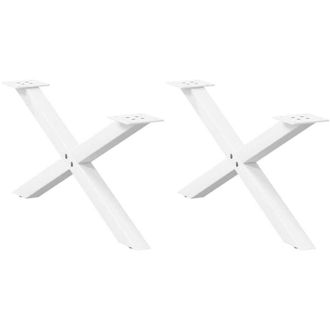 vidaXL Patas Para Mesa De Centro En Forma De X (2 Unidades), Color Blanco, 70 X (30-31) Cm, Acero Vidaxl