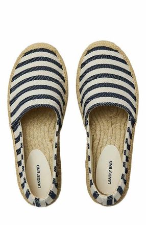 Lands End Classic Espadrille Flats in Deep Sea Navy Stripe at Nordstrom, Size 10