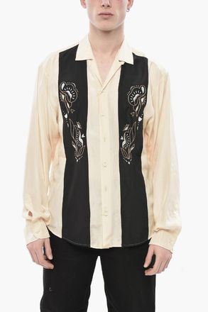 Dsquared2 Camicia Bicolore in Seta con Ricami Dsquared2