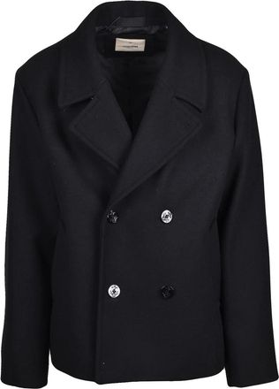 Jack & Jones Classic Black Peacoat with Double-Breasted Closure and Structured Collar