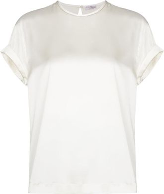 Brunello Cucinelli White Silk Crew-neck T-shirt