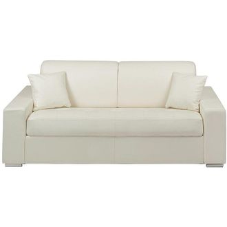 Vente-Unique Vente-unique - Divano letto 3 posti a ribalta Letto con doghe larghe 140 cm Materasso 14 cm Similpelle Bianco - emir