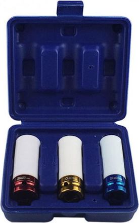 OEM Juego De 3 Llaves De Impacto (17-19-21 Mm) Para Llave De Impacto De 1/2. Juego De 3 Puntas De Sujeci&oacute;n Para Llantas, Color Blanco