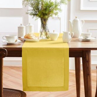 Solino Home Linen Table Runner for Dining Table, Holiday and Everyday Table Decor - Sonoma in Yellow at Nordstrom, Size X-Small