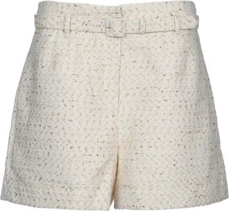 Self Portrait Korte Broeken, Dames, Beige, 2Xs, Cream Boucle Shorts