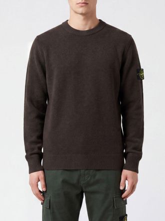 Stone Island Maglia girocollo in lana vergine con patch logo Compass