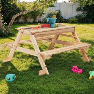 IDMarket Foody Mesa De Picnic De Madera Para Ni&ntilde;os Con Arenero Integrado