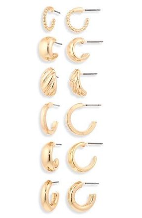 Nordstrom Rack Set of 6 Huggie Hoop Earrings in Gold at Nordstrom Rack