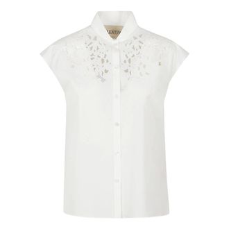 Valentino Garavani Shirts, female, White, Size: XS Embroidered Poplin Shirt