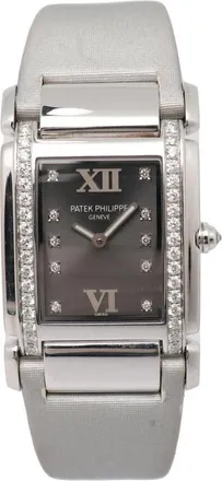 Patek Philippe Pre-owned Patek Philippe Twenty-4 Quartz Diamond Grey Dial Ladies Watch 4920G