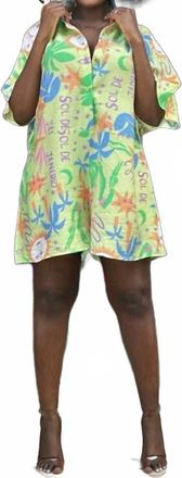 Very J Vacay Mini Romper In Green Mix