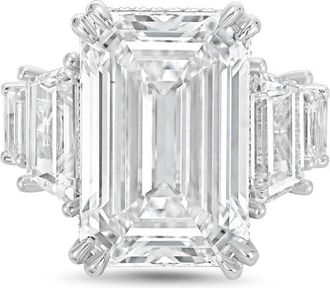 Diana M. Jewels Platinum Lab grown 8ct Emerald Cut Diamond hidden halo fashion ring