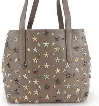 Jimmy Choo London Leather Handbag Brown Studs