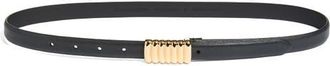 Favorite Daughter Plaque Buckle Leather Belt in Black/Polished Gold at Nordstrom, Size X-Small